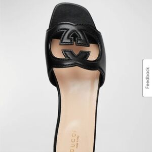 Gucci Leather Logo Cutout Flat Sandals